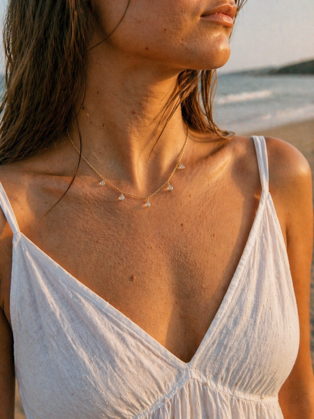 Ocean drop Charm Necklace in Aquamarine – miainmalibu