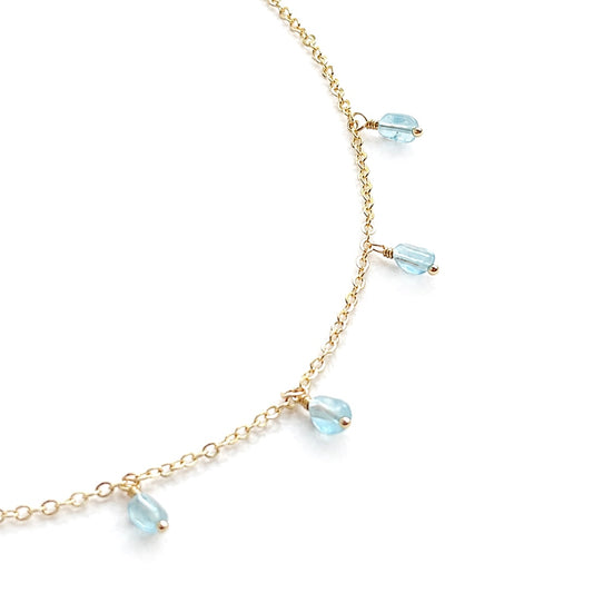 Ocean drop Charm Necklace in Aquamarine
