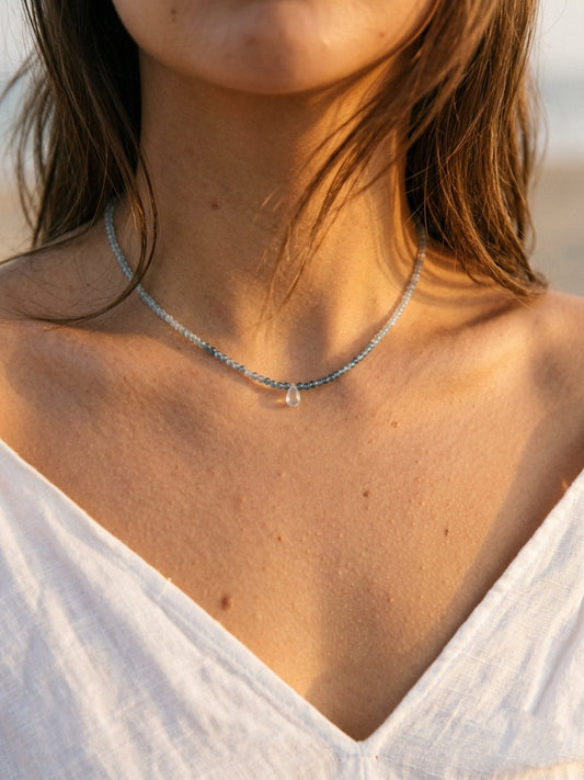 Ocean Drop Fade Aquamarine Necklace